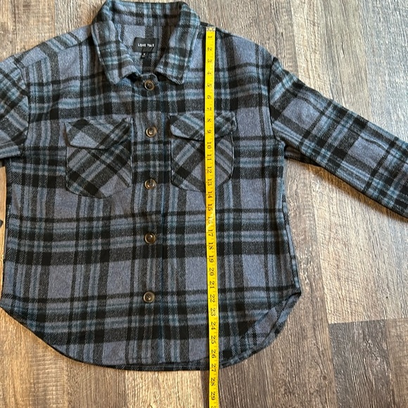 Love Tree Womens Fleece Plaid Oversized Shacket Jacket Long Sleeve Medium Blue - Picture 5 of 9
